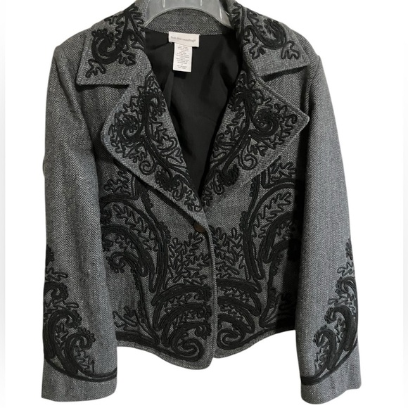 Soft Surroundings Embroidered Wool Blend Equestrian Western Blazer Women Small - Picture 4 of 11